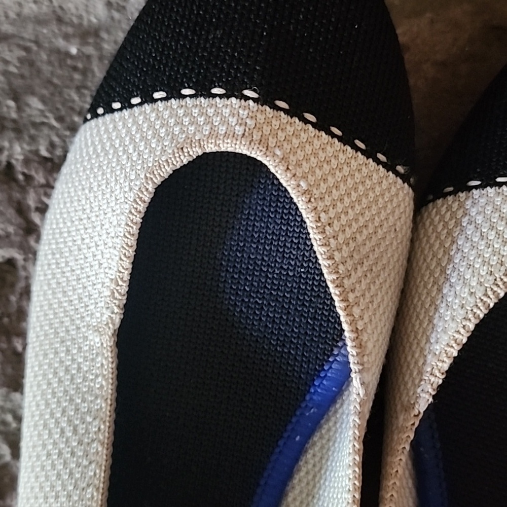 Rothy’s Square Toe Tuxedo Flats Black Cream Minimalist Chic - Picture 6 of 9